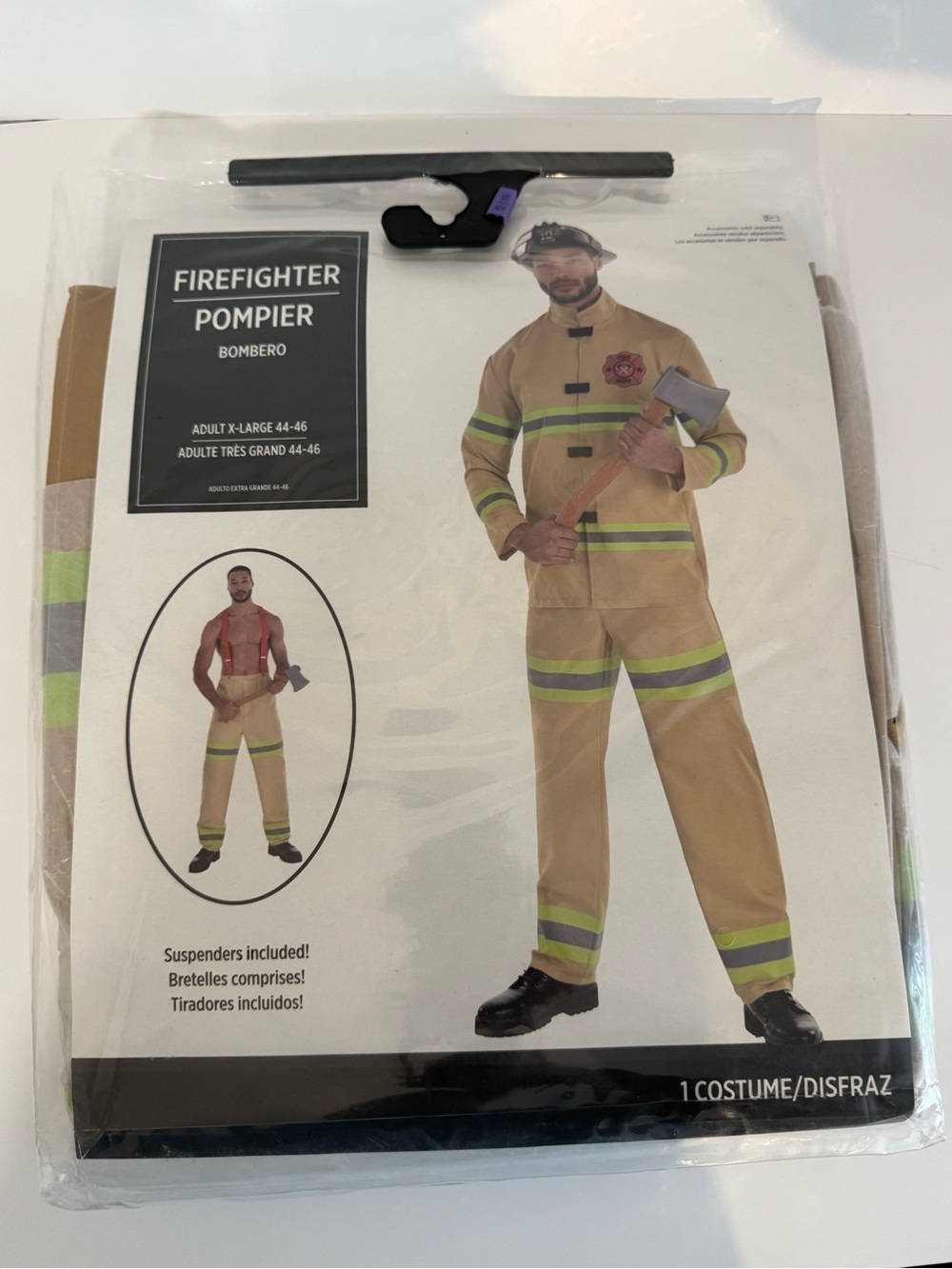 Firefighter Costume - Tan with Reflective Stripes size 44-46